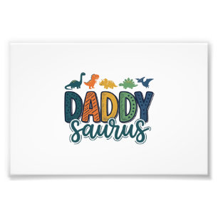 Daddy Saurus Cute Dinosaur Dad Vector Design_1 Photo Print