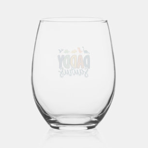 Daddy Saurus Cute Dinosaur Dad Vector Design_1 Stemless Wine Glass