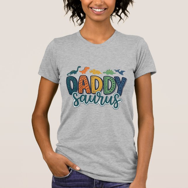 Daddy Saurus Cute Dinosaur Dad Vector Design_1 T-Shirt (Front)