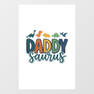 Daddy Saurus Cute Dinosaur Dad Vector Design_1 Window Cling