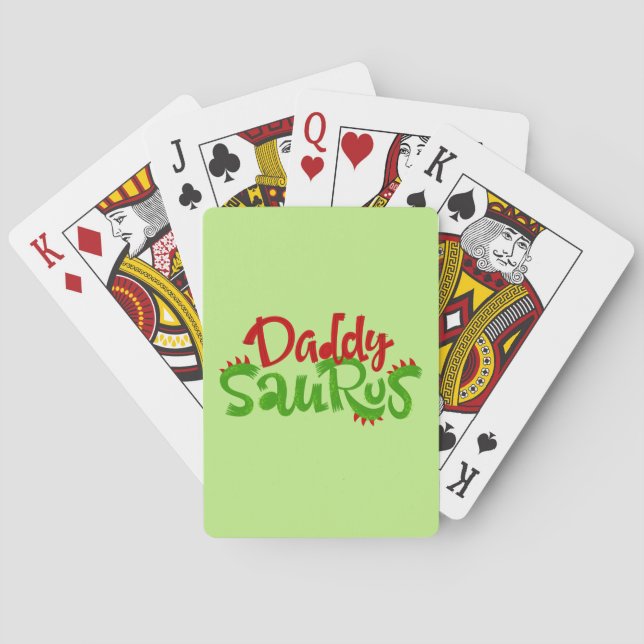 Daddy Saurus Dinosaur Lettering Playing Cards (Back)