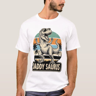 Daddy Saurus Retro Dinosaur Sunset Shirt Design_1