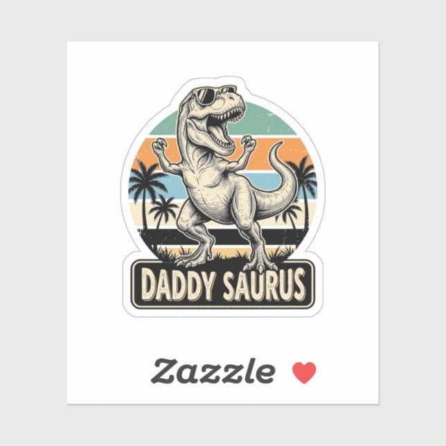 Daddy Saurus Retro Dinosaur Sunset Shirt Design_1 (Sheet)