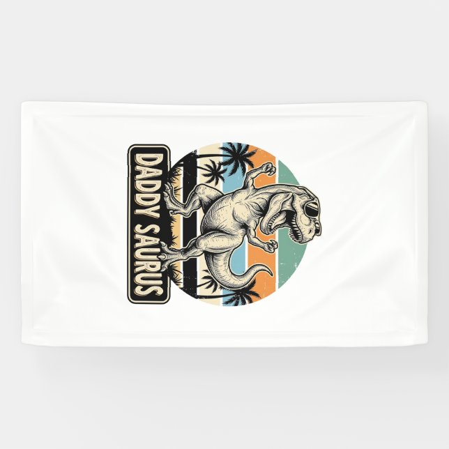 Daddy Saurus Retro Dinosaur Sunset Shirt Design_1 Banner (Horizontal)