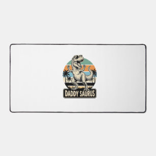 Daddy Saurus Retro Dinosaur Sunset Shirt Design_1 Desk Mat