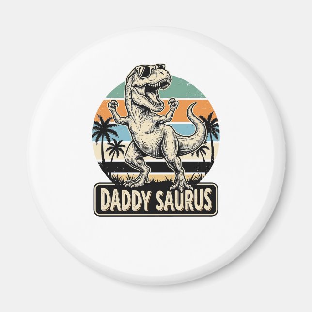 Daddy Saurus Retro Dinosaur Sunset Shirt Design_1 Magnet (Front)