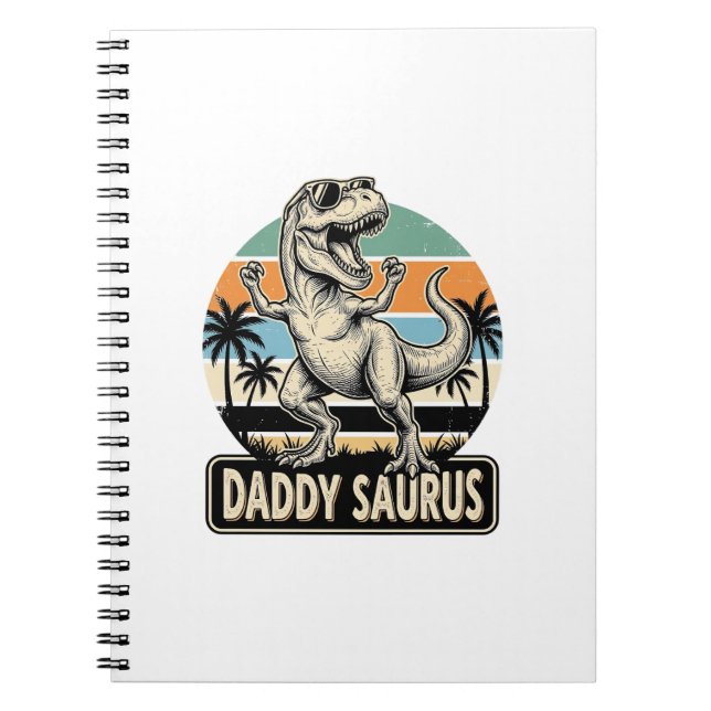 Daddy Saurus Retro Dinosaur Sunset Shirt Design_1 Notebook (Front)