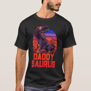 Daddy Saurus Rex Dad Father Trex Retro 80s Dinosa T-Shirt