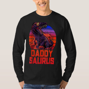 Daddy Saurus Rex Dad Father Trex Retro 80s Dinosa T-Shirt