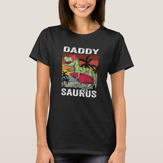 Daddy Saurus Sunset Trex Fathers Day Idea T-Shirt (Front)