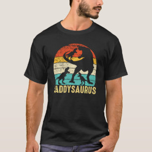 Daddy Saurus T Rex Daddy Dinosaur 3 Three Kids Fat T-Shirt