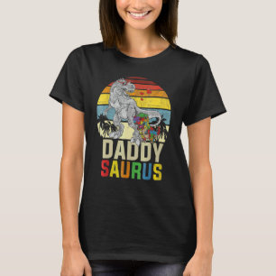 Daddy Saurus T Rex Dinosaur Autism Awareness Puzzl T-Shirt