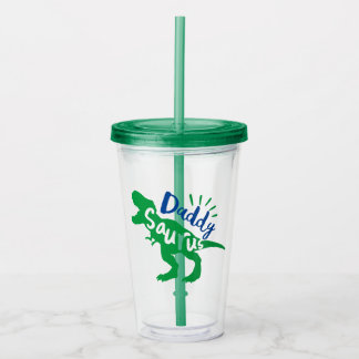 Daddy Saurus T-Rex Silhouette Acrylic Tumbler