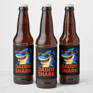 Daddy Shark Father's Day Gifts Beer Bottle Label