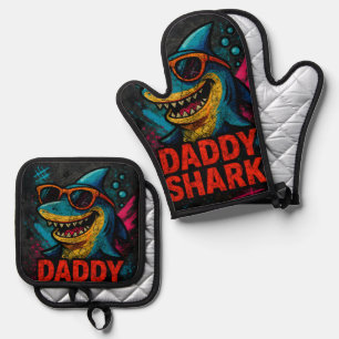 Daddy Shark Father's Day Gifts Oven Mitt & Pot Holder Set