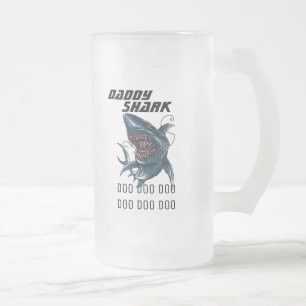 Daddy Shark Frosted Glass Beer Mug