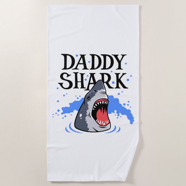 Daddy Shark - Great White Beach Towel (Front)