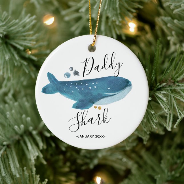 Daddy Shark - Pregnancy Announcement for Daddy Ceramic Tree Decoration (Tree)