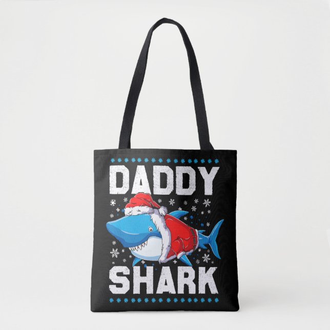 Daddy Shark Santa Fathers Day Tote Bag (Front)