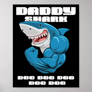 Daddy Shark Shirt Funny Fathers Day Gift For Kids  Poster