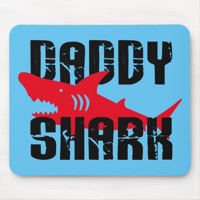 Daddy Shark Worn Graphic Mouse Mat (Front)