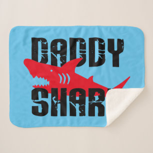 Daddy Shark Worn Graphic Sherpa Blanket