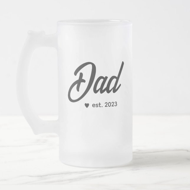 Daddy Simple lettering | Dad Gift  Frosted Glass Beer Mug (Left)