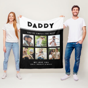 Daddy Simply The Best Photo Collage Personalised Fleece Blanket
