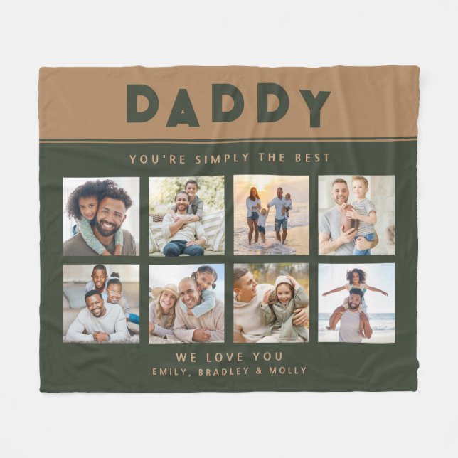 Daddy Simply The Best Photo Collage Personalised Fleece Blanket (Front (Horizontal))