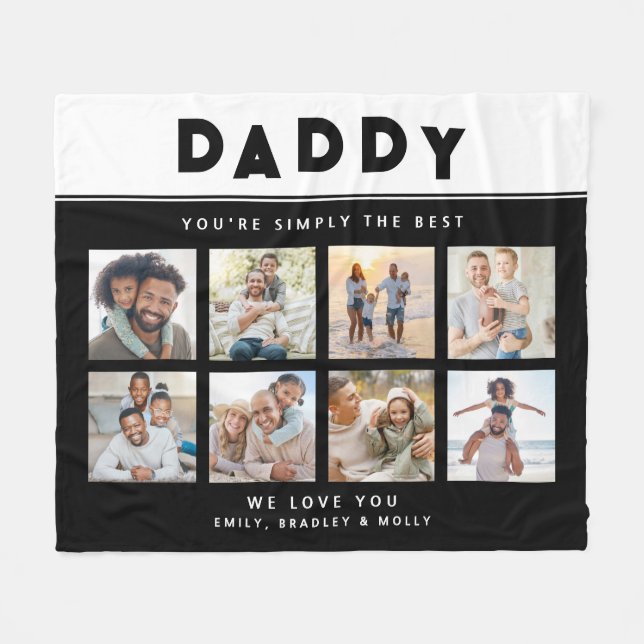 Daddy Simply The Best Photo Collage Personalised Fleece Blanket (Front (Horizontal))