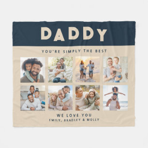 Daddy Simply The Best Photo Collage Personalised Fleece Blanket