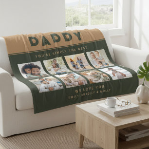 Daddy Simply The Best Photo Collage Personalised Fleece Blanket