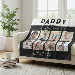 Daddy Simply The Best Photo Collage Personalised Fleece Blanket