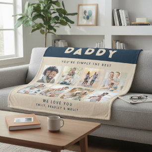Daddy Simply The Best Photo Collage Personalised Fleece Blanket