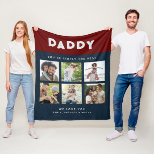 Daddy Simply The Best Photo Collage Personalised Fleece Blanket
