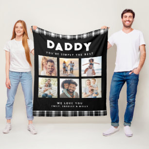 Daddy Simply The Best Photo Collage Personalised Fleece Blanket