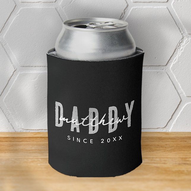 Daddy Since 20XX Modern Elegant Simple Can Cooler (Creator Uploaded)