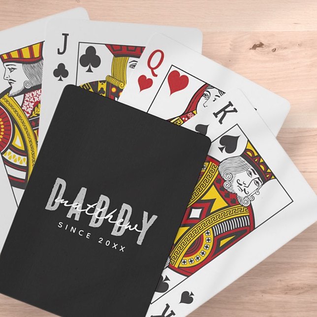 Daddy Since 20XX Modern Elegant Simple Playing Cards (Creator Uploaded)