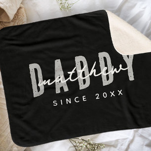 Daddy Since 20XX Modern Elegant Simple Sherpa Blanket