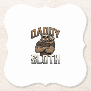 Daddy Sloth Funny Family Vintage Engraving Shirt_1 Paper Coaster
