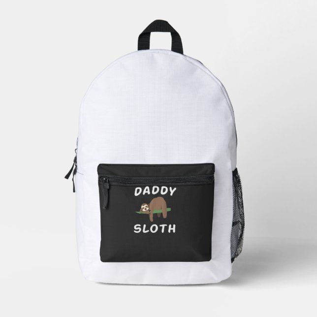 Daddy Sloth Matching Family Funny Sleeping sloths  Printed Backpack (Front)