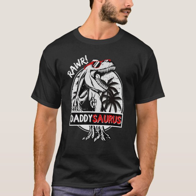 Daddy T rex Saurus Dinosaur Daddy Saurus Father's  T-Shirt (Front)