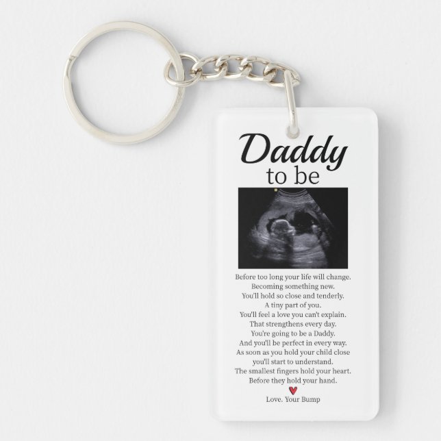Daddy to be Baby Poem Pregnancy Announcement Key Ring (Front)