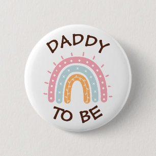 Daddy to be Baby Shower Button Pink Rainbow themed