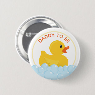 Daddy-to-Be Baby Shower Button   Yellow Rubber Duc