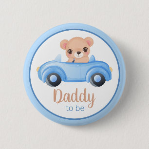 Daddy To Be Bear Boy Baby Shower Button