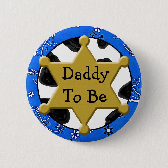 Daddy to Be Blue Bandanna Baby Shower Button (Front)