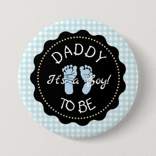 Daddy to be Blue Gingham Baby Shower button