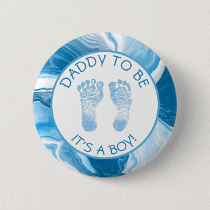 Daddy to be Blue Marble Baby Shower Button