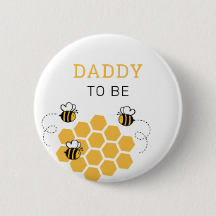 Daddy To Be Honey Bee Baby Shower 6 Cm Round Badge